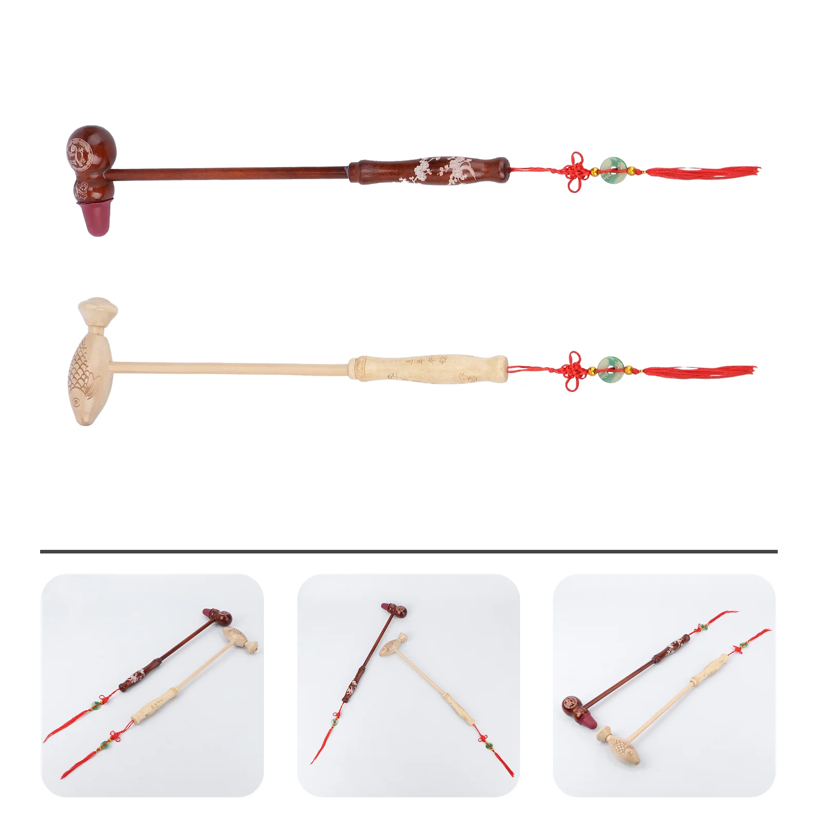  2 PCS Wooden Massage Hammer Massaging Tool Massager Body Percussion Practical Back Meridian image 5