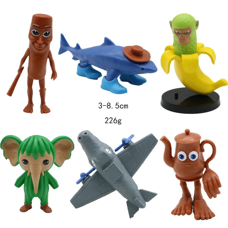 

6 in 1 Hot tung sahur figure cartoon toy tralalero tralala bombardment crocodile shimpanzini bananini figures model decor doll