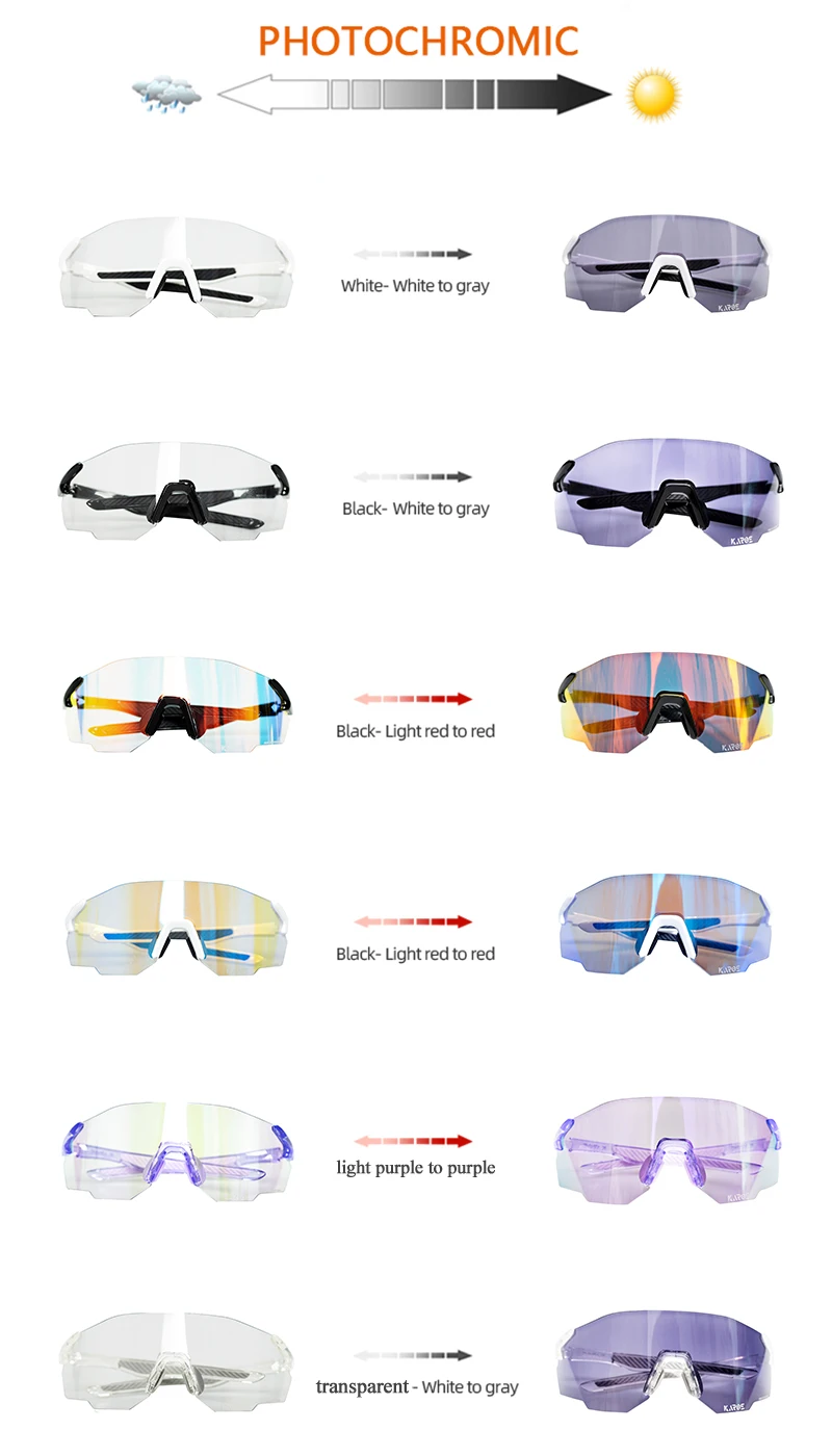 KAROS Photochrome Fahrradbrille für MTB, Rennrad, UV400, adaptive Linse, Antibeschlag, Sport-Sonnenbrille, Herren und Damen, Outdoor-Reitausrüstung – Detail 4