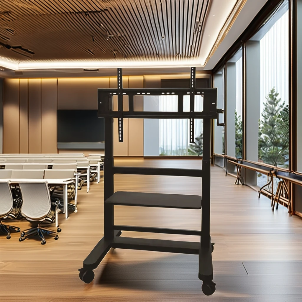 STLF Height-Adjustable Mobile Stand with Detachable Rear Push Handle 200 lb Load Capacity for TVs up 86 Inches 200 lb Load Capac