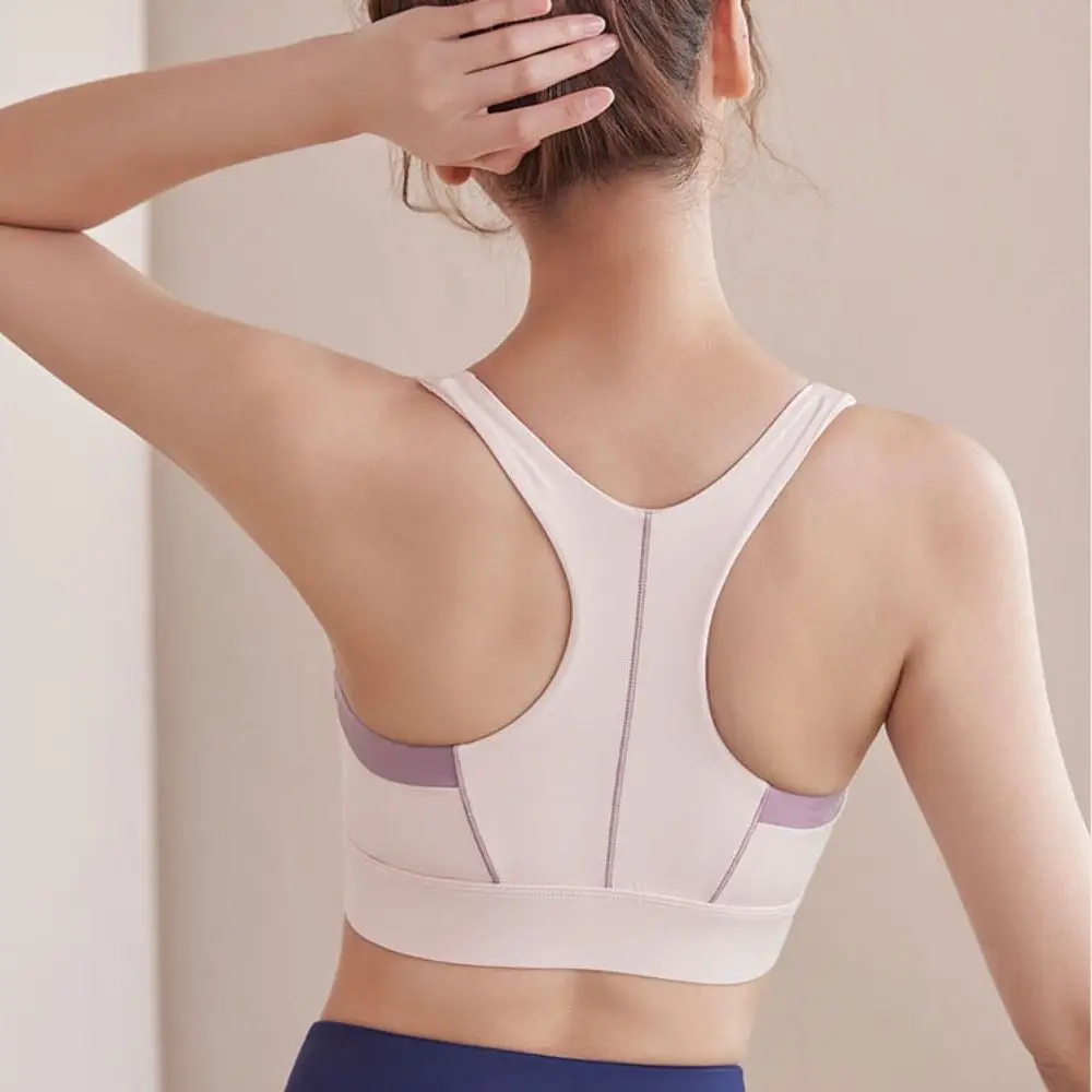 Patchwork Front Zipper Sports Bra Anti-sagging Lingerie Underwear for Women Beauty Back Slim Fit Yoga Wireless Bra Girl