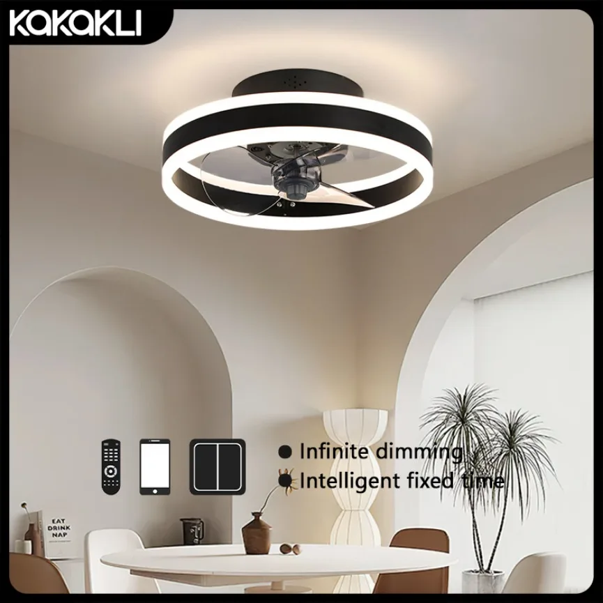 

LED Ceiling Fan Lamp Modern Circular Simple Intelligent Remote-controlled Dimming Living Room Bedroom Study Room Indoor Lighting