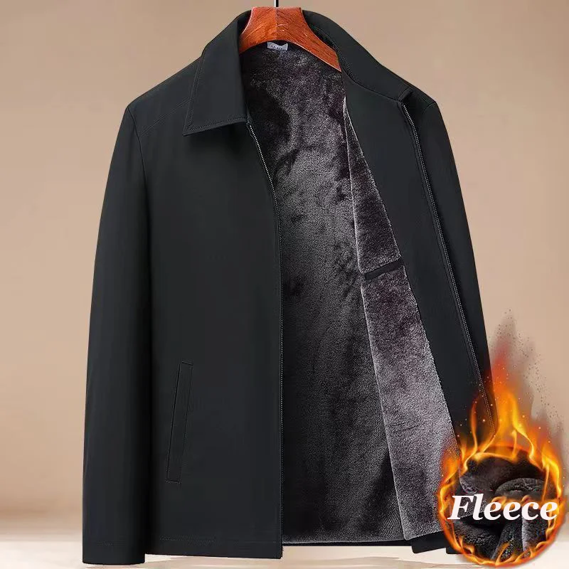 Men Thermal Warm Winter Jackets Casual Fleece Lining Coats Windproof Casual Business Jacket Thick Warm Outdoor Walking Outerwear