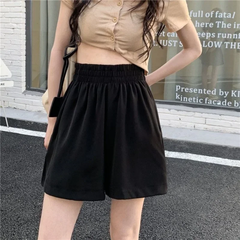 Shorts Women Comfortable Streetwear Soft Elastic Waist Straight Mujer All-match Minimalist Popular Korean Fashion Casual Summer