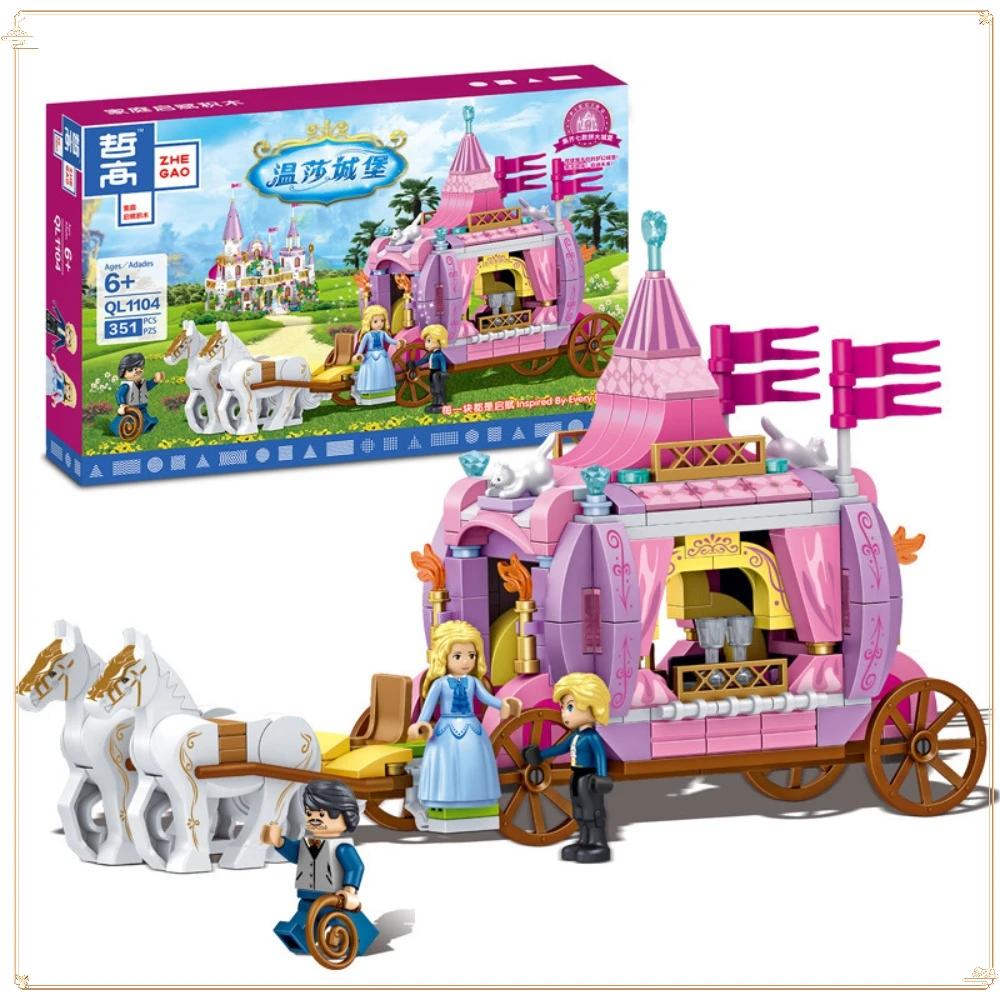 

Windsor Castle Touring Carriage Deer Sled Princess Carriage Boudicca Royal Carriage Girl Assemble Building Block Toys Kid Gifts