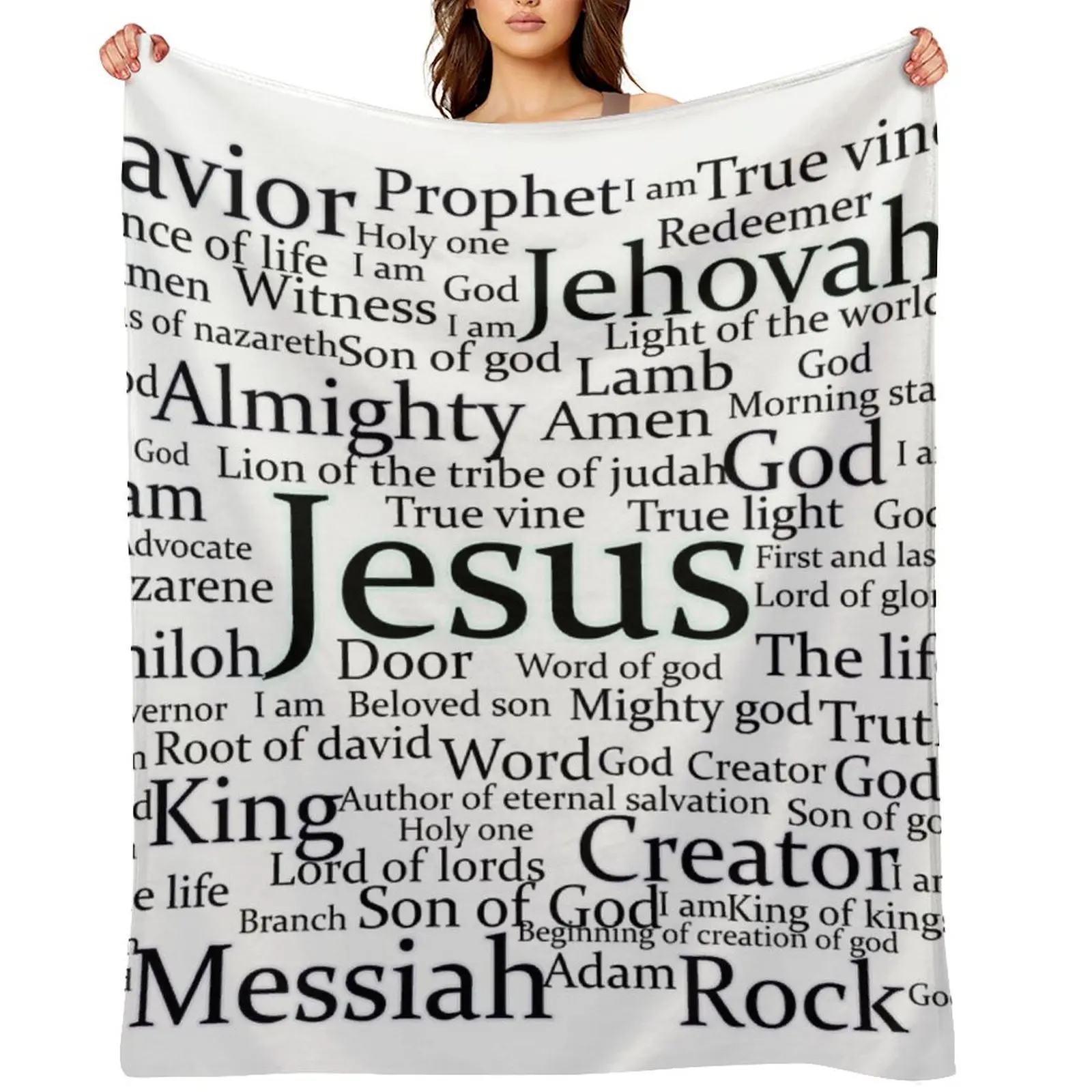

The names of Jesus Throw Blanket Hairy Plaid on the sofa Shaggy Flannel Fabric Blankets