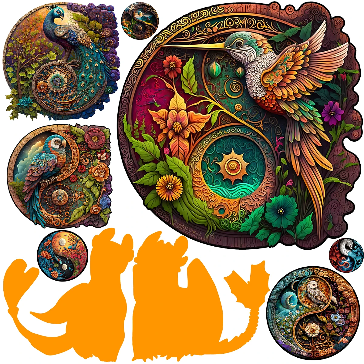 

Unique Wooden Animal Jigsaw Puzzles Mysterious Peacock Puzzle Gift For Adult Kids Family Interactive Games Brain Trainer DIY Toy