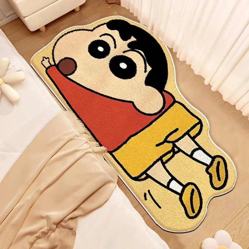 

Cartoon Anime Crayon Shin chan Bedside Carpet Living Room Bedroom Imitation Cashmere plush Thick Irregular Mat Christmas Gift