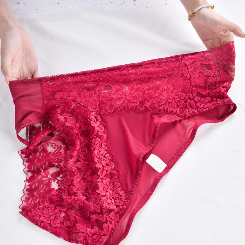 شورت نسائي دانتيل عالي الخصر، ملابس داخلية مثيرة للغاية قابلة للتنفس، ملابس نسائية عصرية بلون سادة، 3 قطع #2