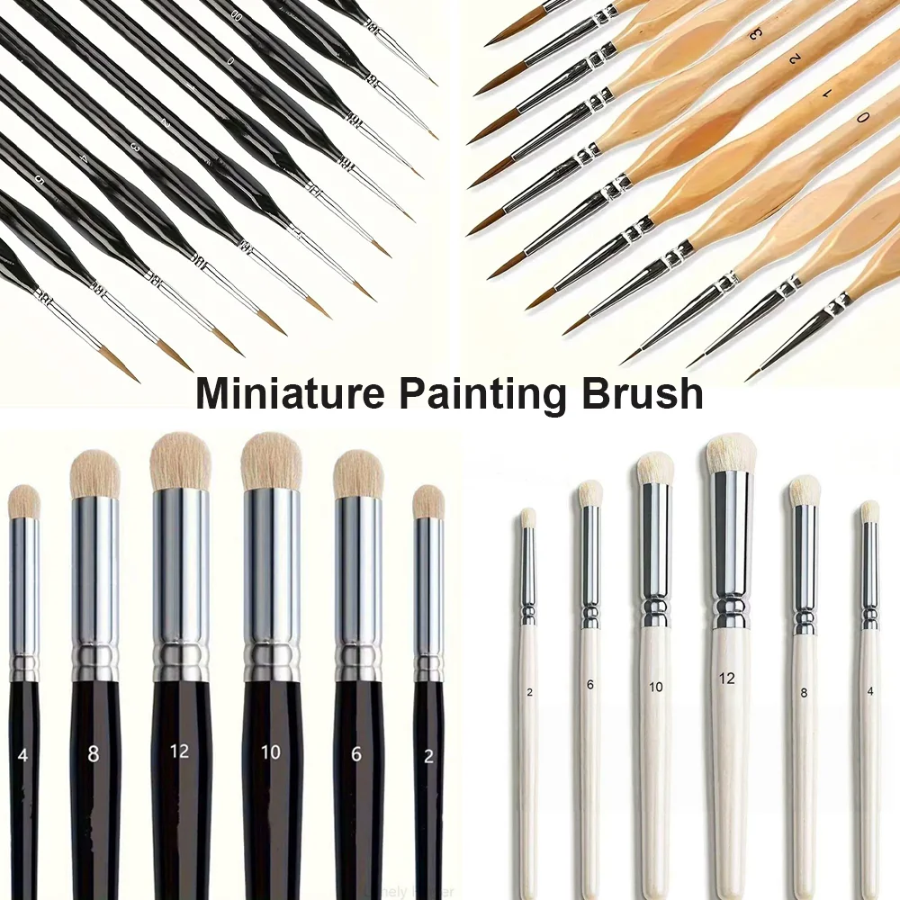6/11PCS Miniature Painting Brushes Wool Professional Drybrush Set with Ergonomic Handle for Model Painting Watercolor AcrylicOil