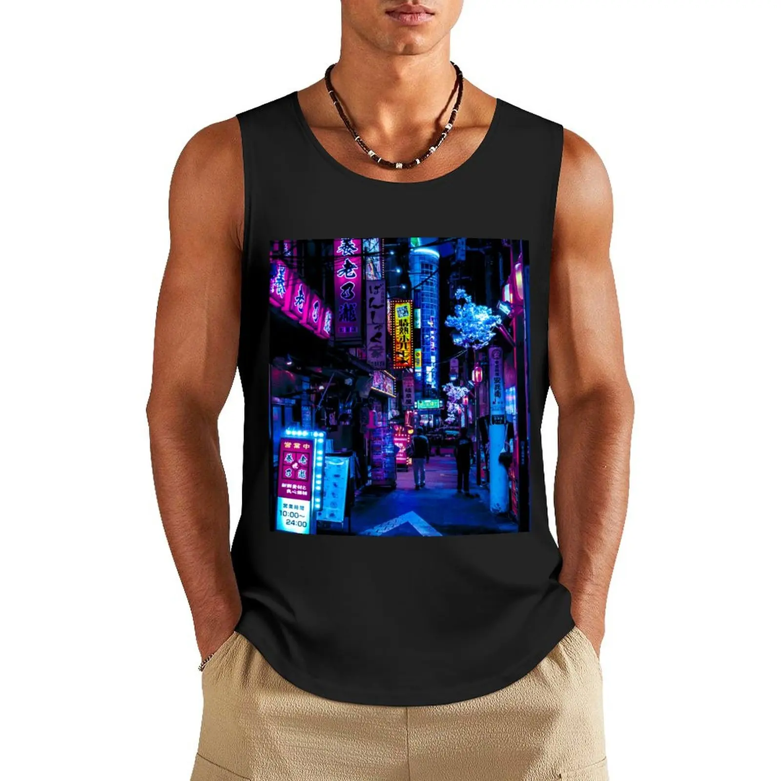 

Blue Tokyo Alleys Tank Top Sleeveless top Man summer clothes mens designer clothes