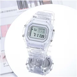 Sports Electronic Watch Waterproof Matcha Green Men and Women Square Student White LED Watch