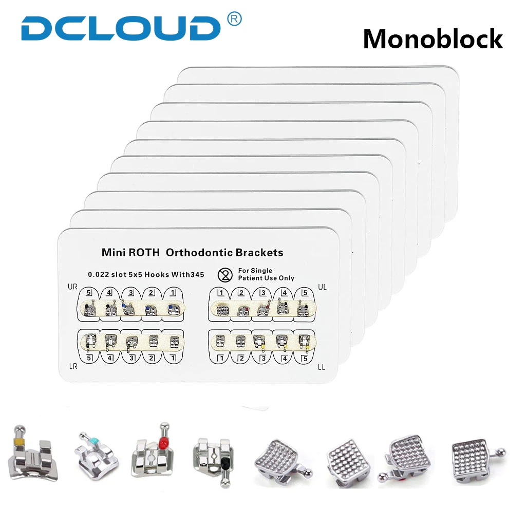 200 Stücke/10 Packungen Dental Kieferorthopädische Klammern Klammer Metall Monoblock Split Mini Roth/MBT/Edgewise Slot.022/018 Haken 3/345 Zahnmedizin – Detail 5