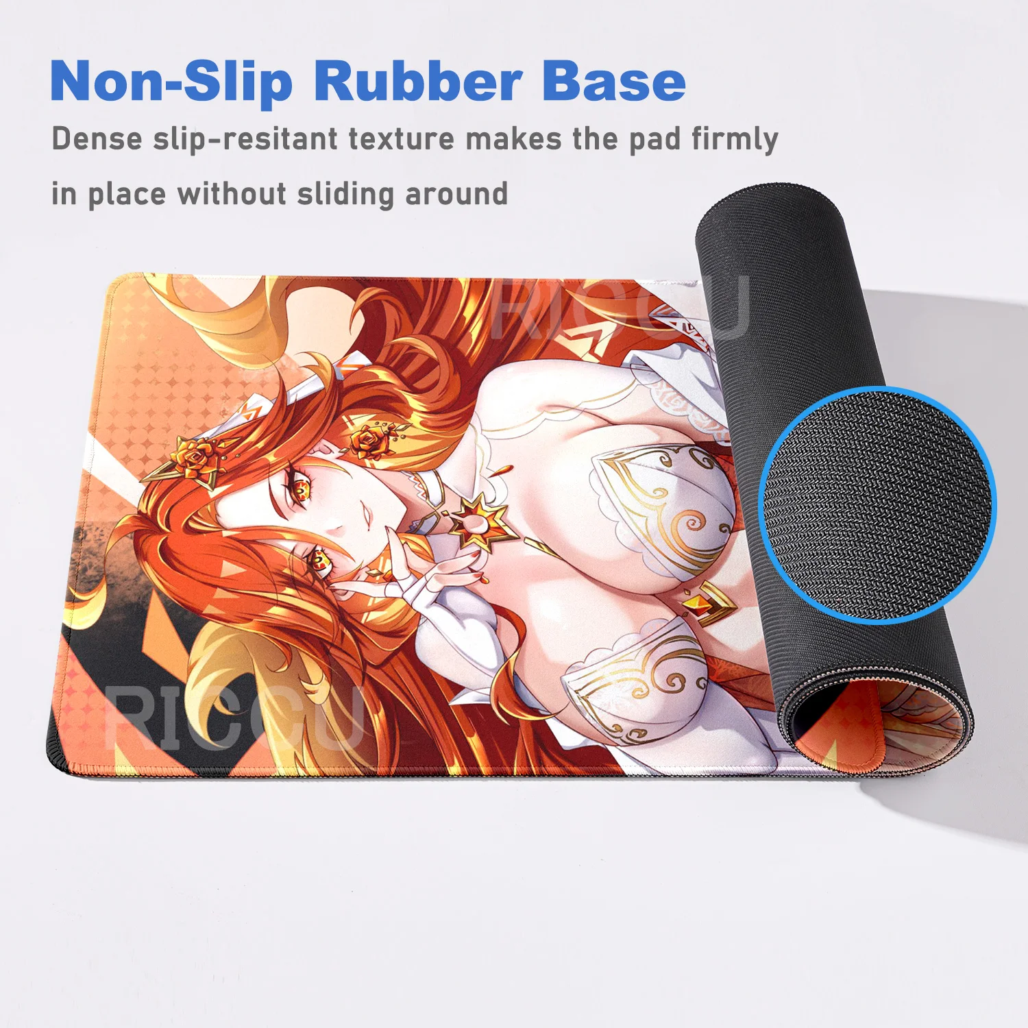 HD PC Genshin Impact Mavuika Hentai طباعة عالية الوضوح لوحة المفاتيح الميكانيكية قفل حواف الملحقات لوحة الماوس الرياضة الإلكترونية #4