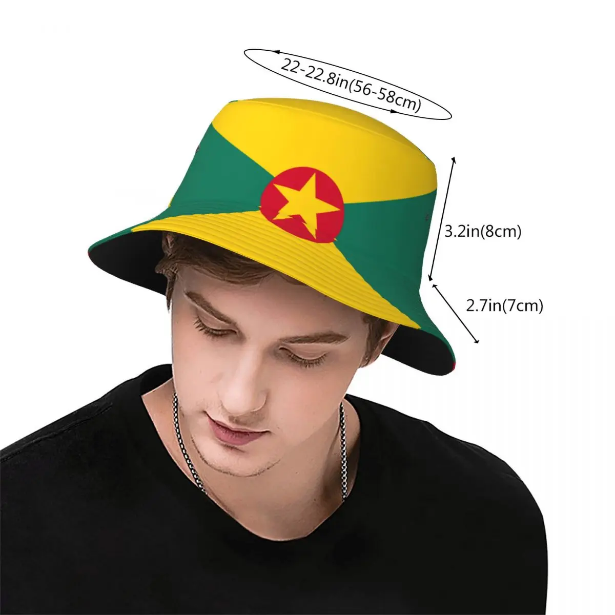 Fisherman Hat Unisex Bob Cap Grenada Flag Hip Hop Gorros Panama Windproof outdoor Bucket Hat