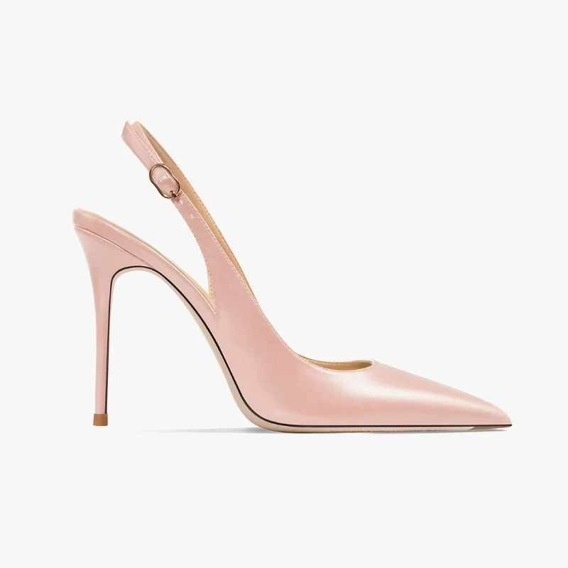 New one-piece high-heeled shoes with thin heels and pointed pink princess toe sandals for women's outdoor wear