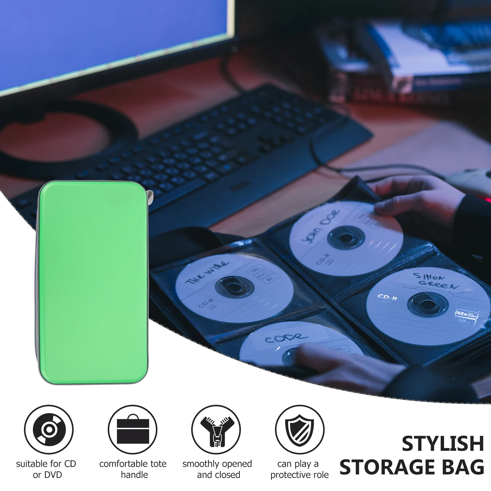 

CD Storage Case 80 Discs Protective Bag Large Capacity DVD Organizer Pouch Soft Material Anti Scratch Dust Proof