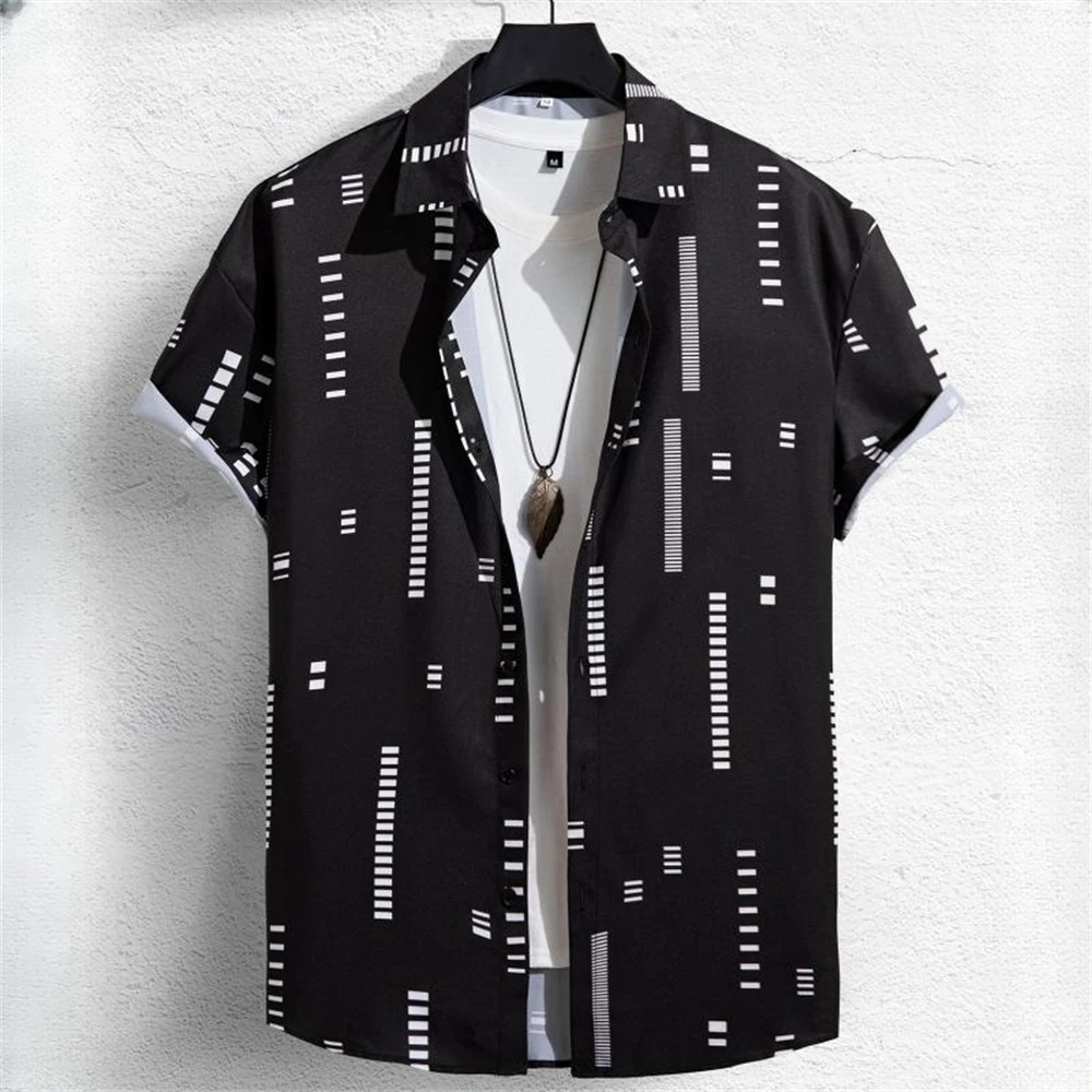 

3D Printed Geometry Men's Shirts Color Block Graphics Fashion Button Short Sleeve Lapel Hawaiian Blouse shirts for men Summer