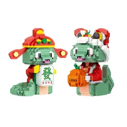 Magic Mini Blocks 2025 China New Year Snake DIY Building Bricks Toys Adult Gifts Festival Holiday Present Zhegao