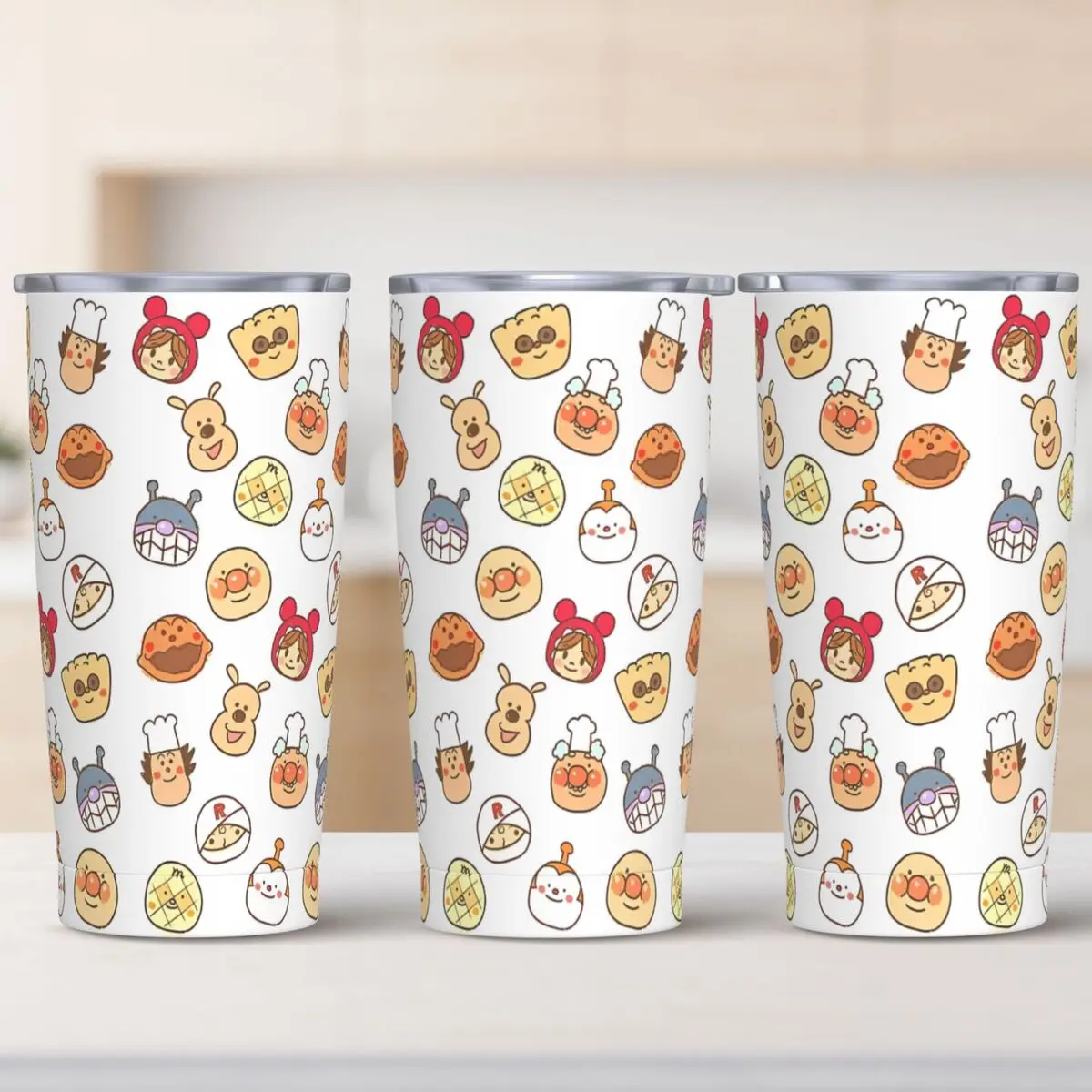 Stainless Steel Tumbler Anpanman Baikinman Collages Coffee Mug Portable Cold and Hot Mugs Cup Beach Design Water Bottle