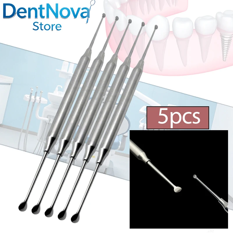 

5pcs Dental Surgical Excavator Spoon Double Ends Implant Tool Oral Care Restorative Cavity Cleaner Round Tip