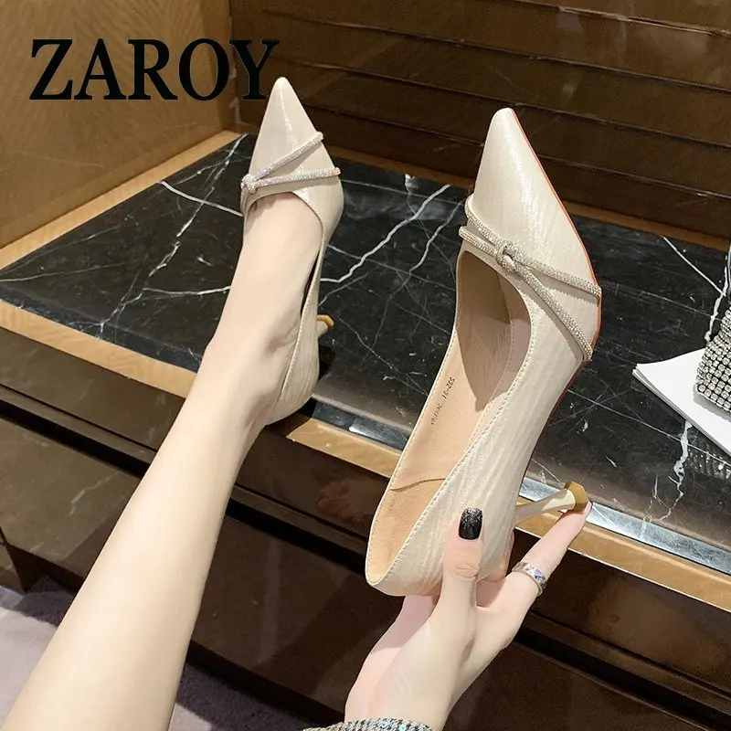 [Network Clearance] Women's 2026 New Fashion Rhinestone Pointed High Heels French Single Shoes