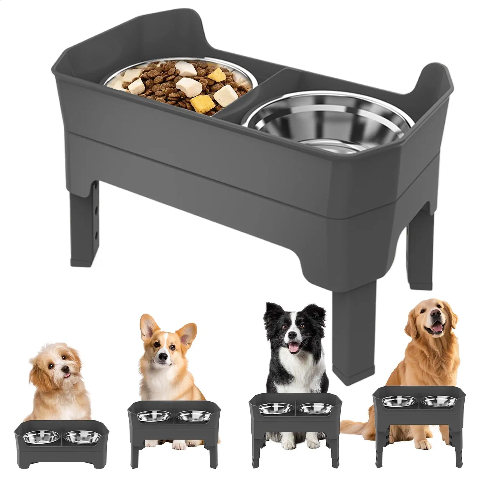 

Приподнятые миски для собак и кошек с двойной подставкой, защита от проливания, для кормления, питья, тренировок, для кухни и улицы