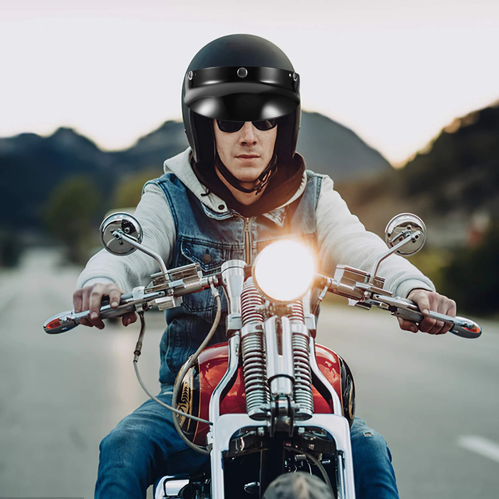 دراجة نارية خمر البلاستيك حماية من الشمس قناع حماية ركوب المطر حافة سوداء سلامة ركوب الدراجات في الهواء الطلق