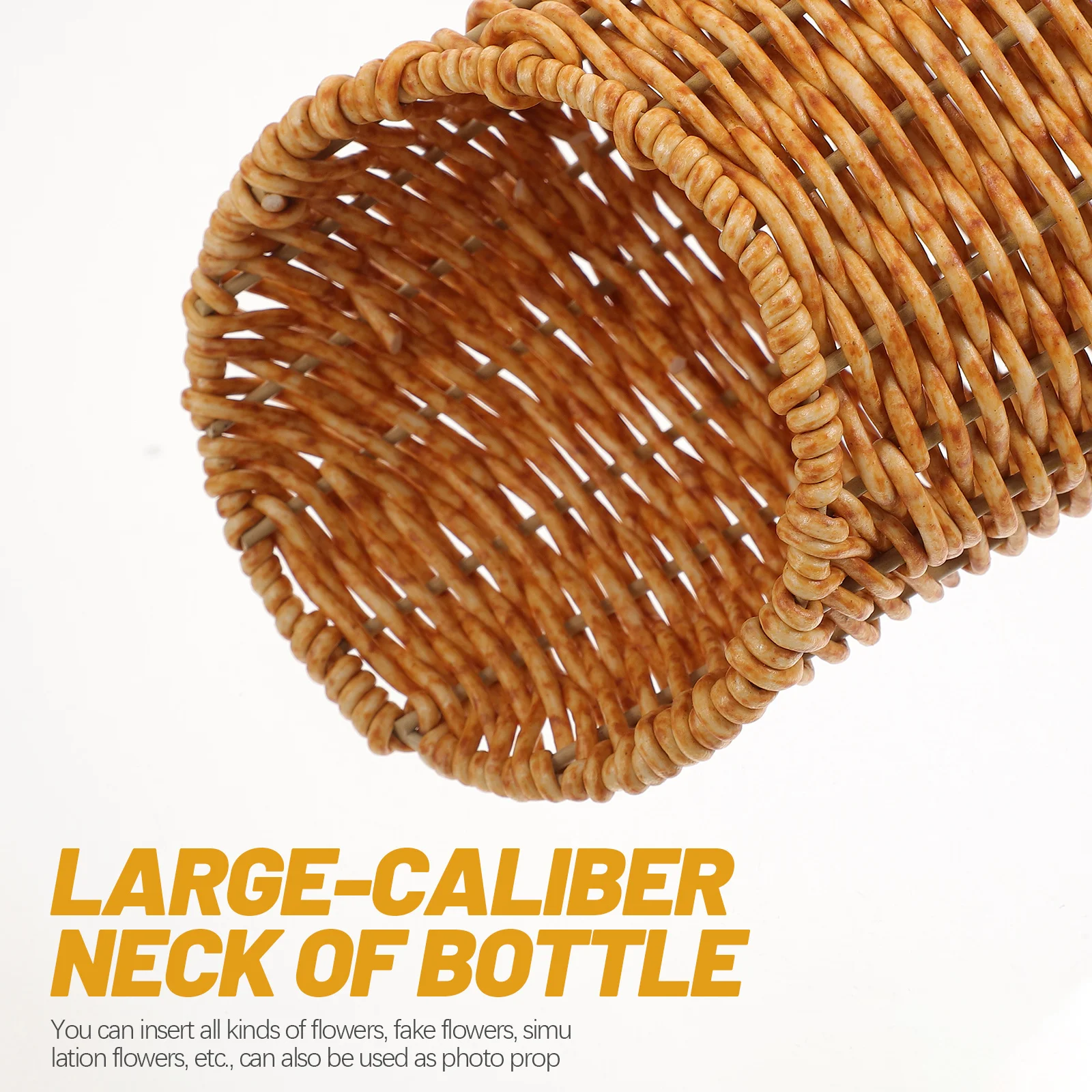 

Imitation Rattan Floor Vase Creative Elegant Neutral Color Decorative Vase for Home Office Dried Flower Holder