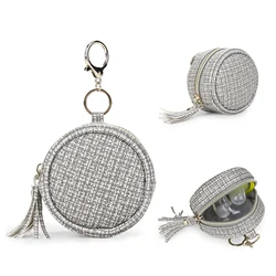 Pacifier Case Bag - Leather Pacifier Holder with Clip for Diaper Bag Stroller Purse Charm, Holds 2 Pacifiers Outdoor Travel