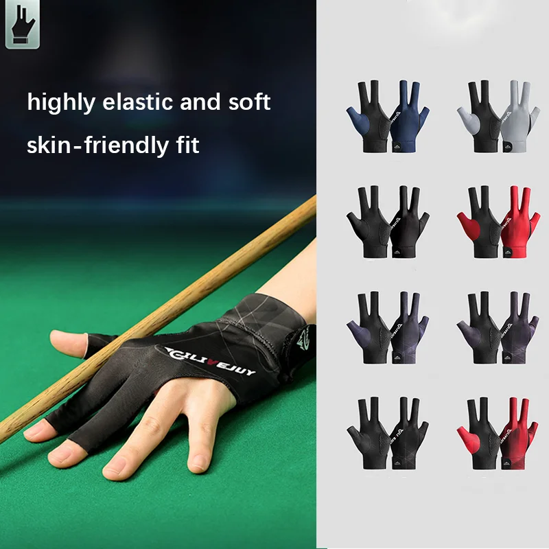 

1pc Open Finger Billiard Gloves Breathable Polyester Snooker Pool Glove Adjustable Sticker Smooth Soft Lightweight Amateur Train