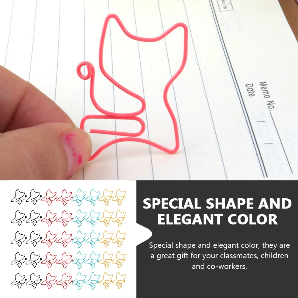 50 قطعة من مشابك الورق على شكل قطة، مشابك مرجعية ملونة إبداعية لمكتب المدرسة، مشبك مذكرة، لوازم مكتبية، مستلزمات مكتبية #2