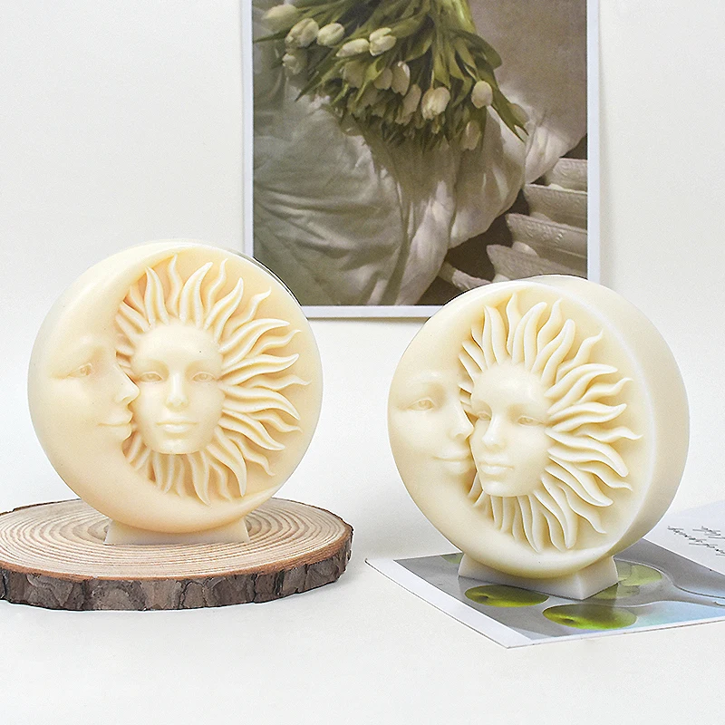 2D/3D Sun Goddess Candle Silicone Mold Moon Goddess Face Candle Silicone Mold Soap Cake Chocolate Mold Resin Gypsum Mold