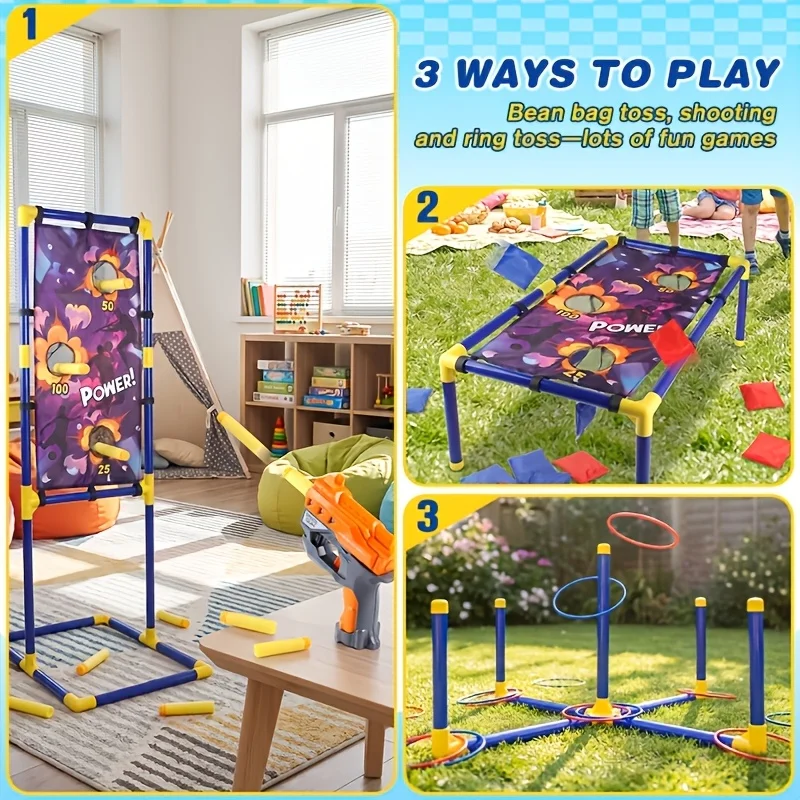 New Throwing Beanbag Ring Set, Early Learning and Educational Toy, 3-in-1 Throwing Game, Trains Hand-Eye Coordination and Mental Flexibility, Great for Parent-Child Interaction and Competitive Play
