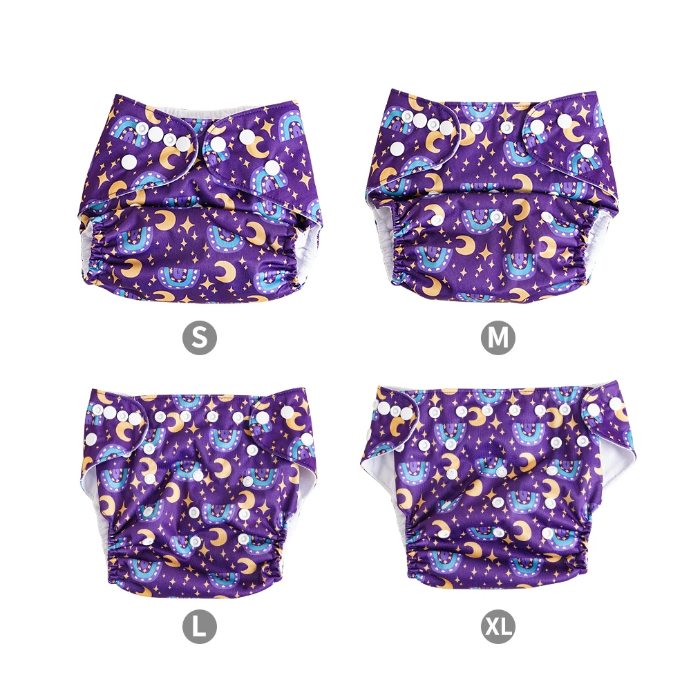 HappyFlute INS Style 3Pcs Set OS Pocket Waterproof Nappy Washable&Reusable Baby Nappy Full Printed Adjustable Baby Diaper Cover