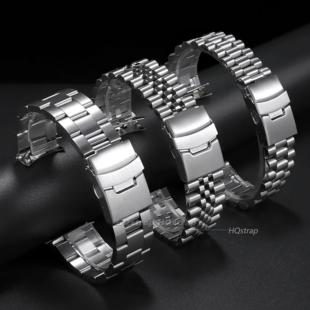 Solid Stainless Steel Bracelet for Seiko Luxury Curved End Watchband for Oyster 20mm 22mm Wristband for Jubilee Watch Accessory
