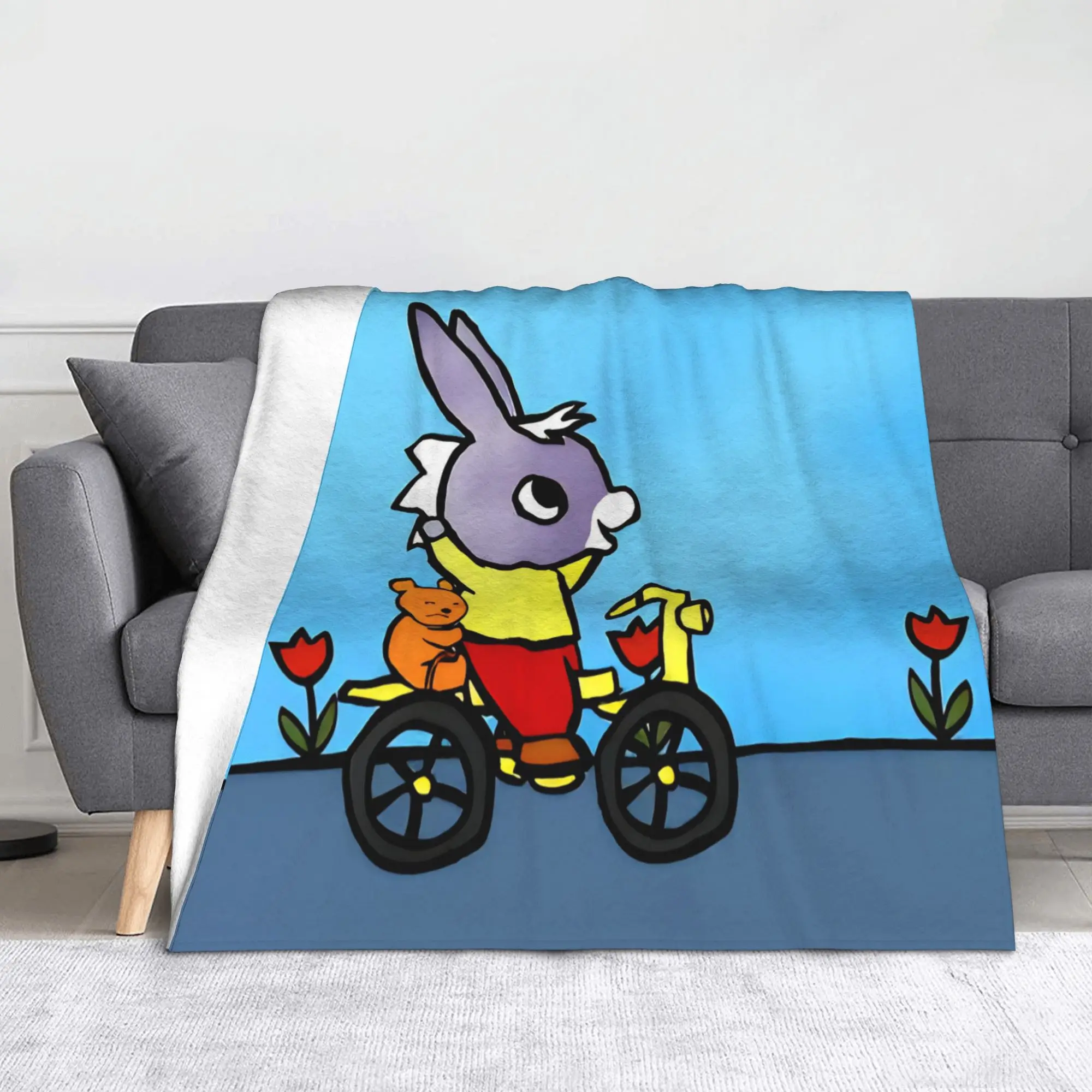 Bike Trotro Cartoon Blankets Flannel Spring Autumn Cute Little Donkey Breathable Throw Blanket for Bed Couch Plush Thin Quilt
