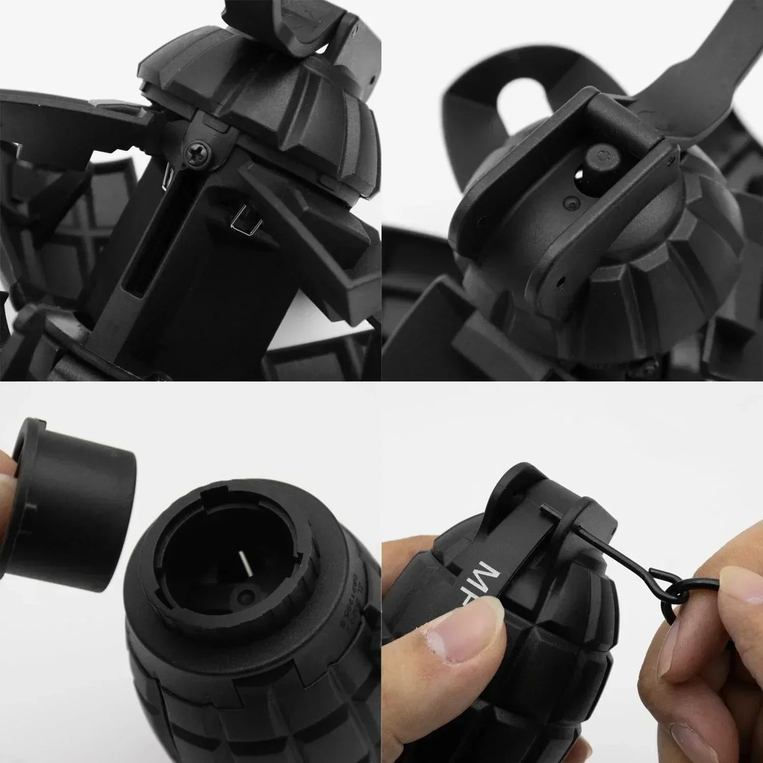 J2PCS MF-36 Hand Grenades Plastic Toy Reusable Spring Powered Impact Grenades Model For Airsoft Paintball CS Game Role Play Prop