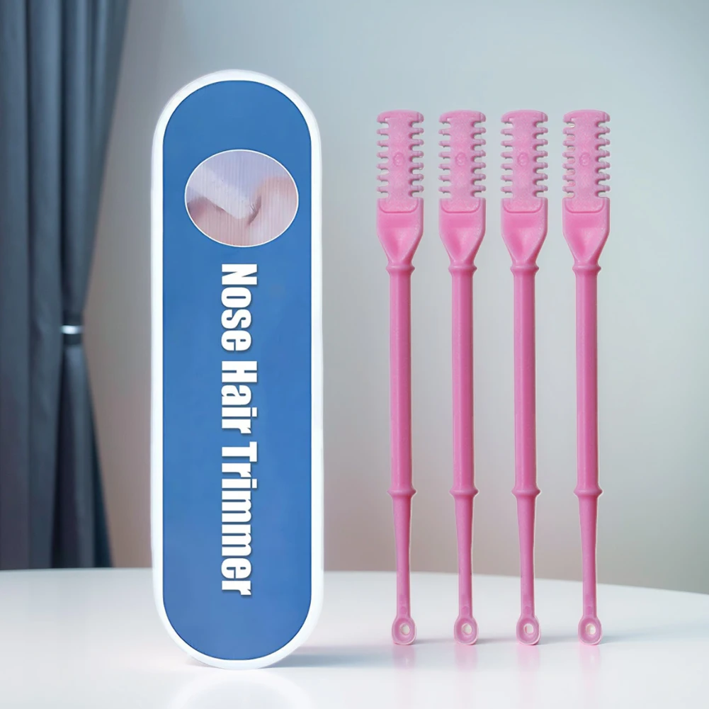 4Pcs Nasal Hair Cutter Nose Hair Knife 360 Degree Rotating Nose Hair Trimmer 2-in-1 Double Sided Blade Hair Removal Accessory