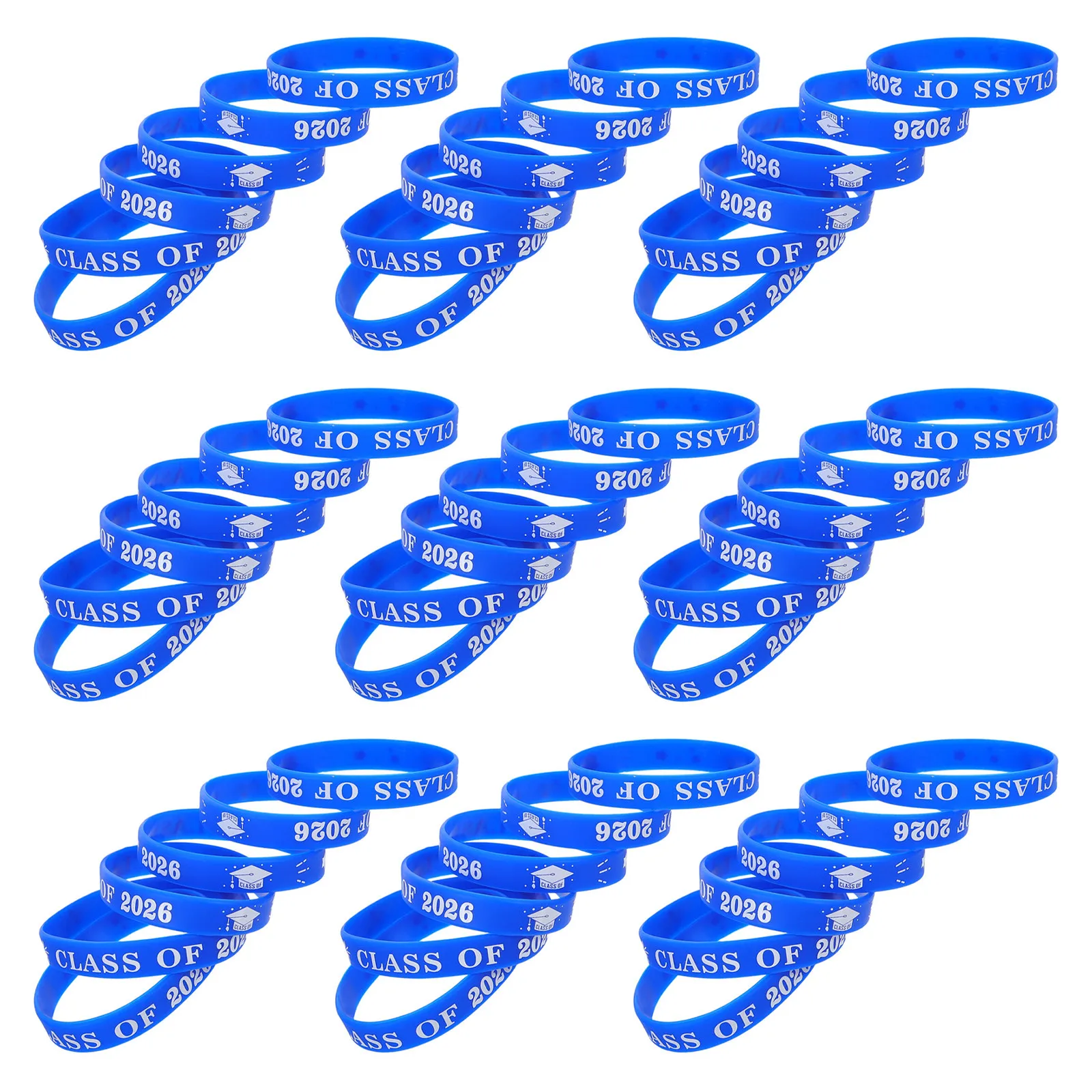 50Pcs Graduation Wristbands Silicone Bracelets Class of 2026 Graduation Party Favors Stretchy Gifts for Teens