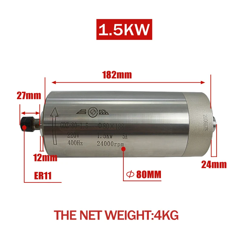 VFD Water Cooled Spindle Motor 800W 1.5KW 80mm 2.2KW Inverter For DIY CNC Router Machine