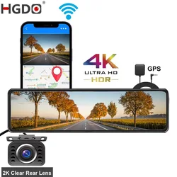 HGDO M210 4K + 2K Dash cam GPS WIFI Front IMX415 Rear View Mirror Video Recorder SONY IMX307 Back Camera Registra Car Dvr
