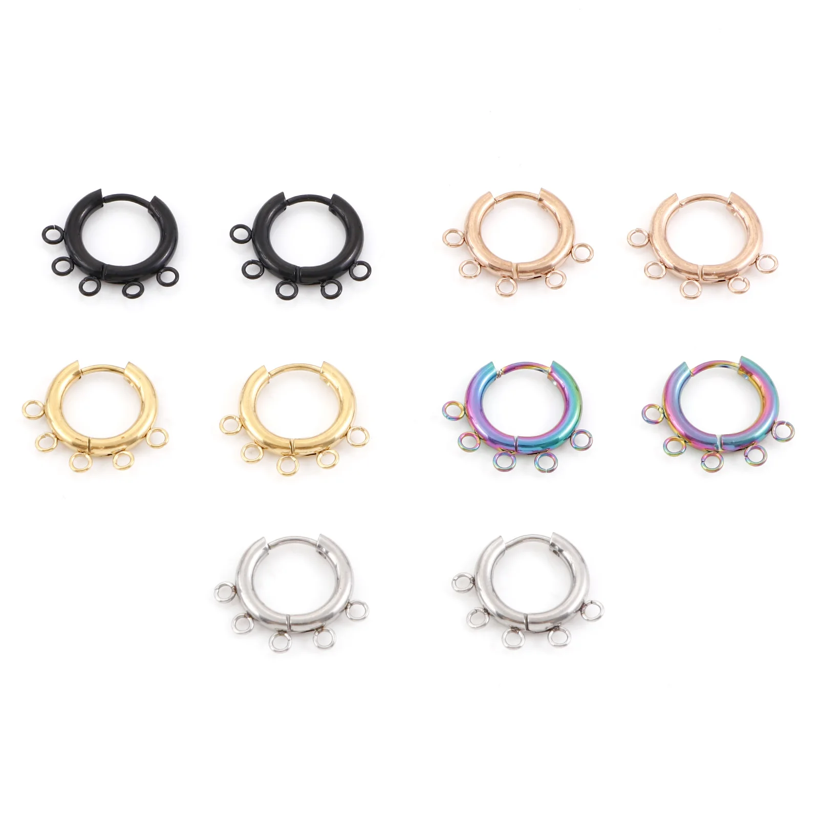 1Pair Round Hoop Earrings Stainless Steel Multicolor High Quality For Making Diy Earrings Jewelry Accessories 20mmX 18mm