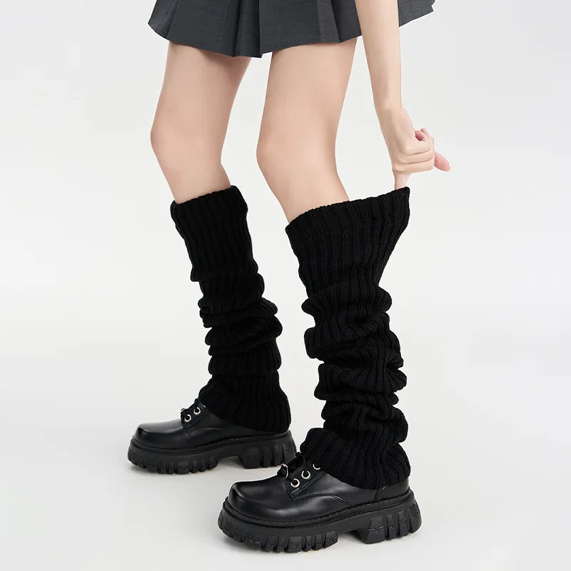 Y2K المرأة تدفئة الساق اليابانية لوليتا الجوارب الطويلة محبوك غطاء للقدم الذراع أدفأ الخريف الشتاء الكروشيه كومة جورب التمهيد الأصفاد