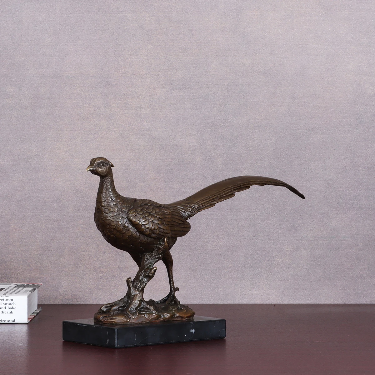 Bronze Pheasant Statue Longtail Chicken Marble Base Home Study Room Modern simplicity Decoration Birthday Gifts