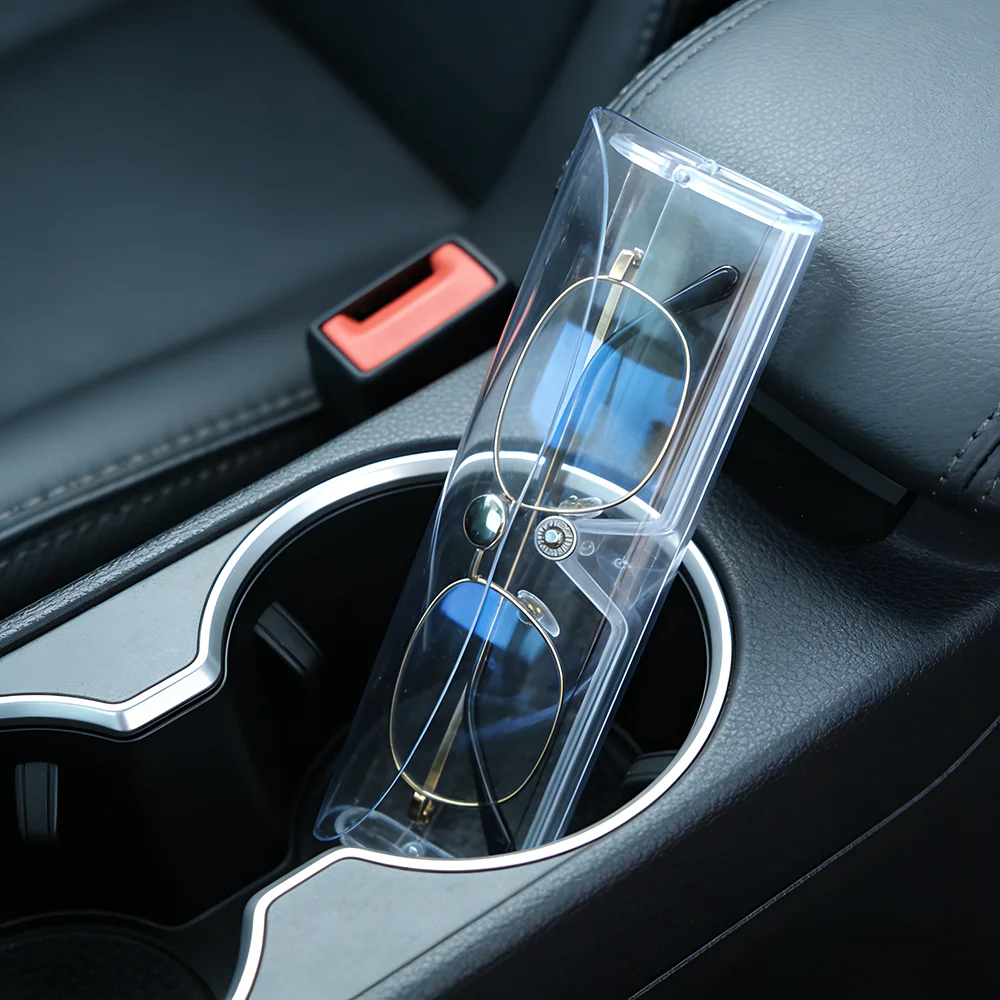 Transparent Eyeglasses Case Clear PVC Sunglasses Box Portable Glasses Protect Waterproof Reading Eyewear Holder with Snap Button