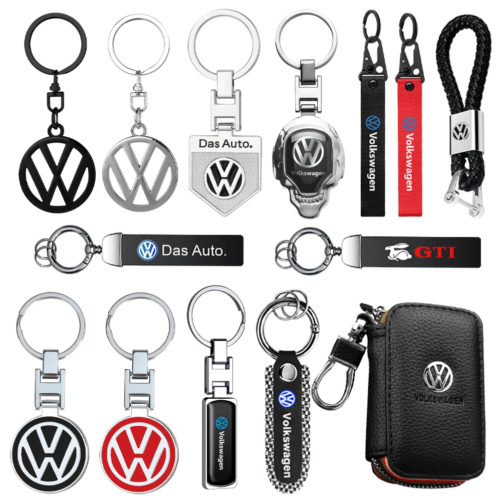 1Pcs Car Metal Leather Keychain Pendant Zinc Alloy Badge Keychain Pendant For Volkswagen Golf 4 5 6 7 GTI Polo Bora MK7 Tiguan