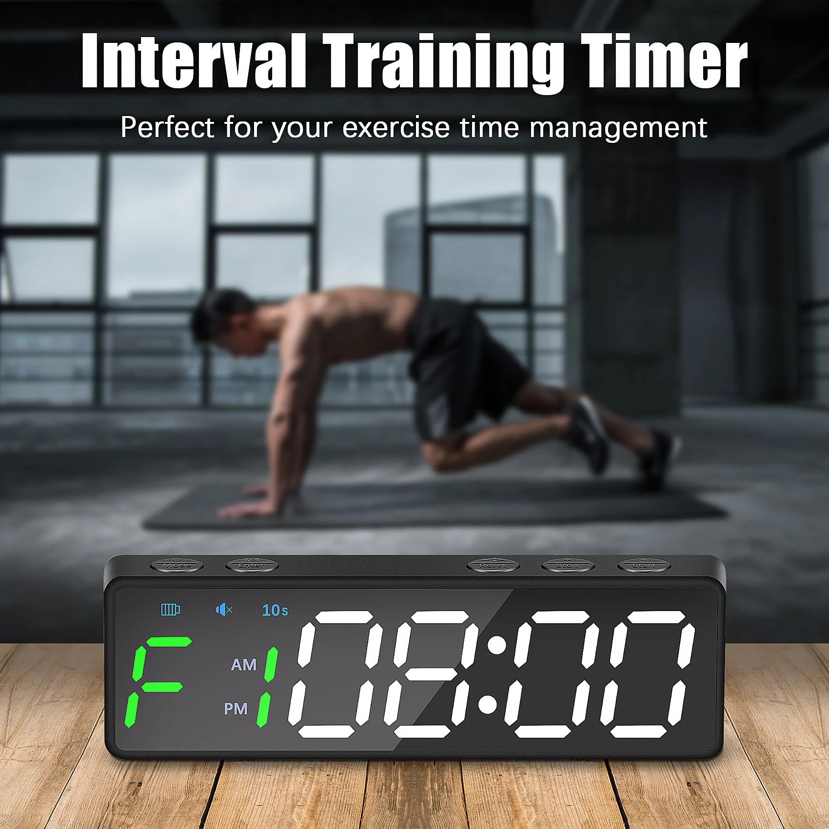 

ABRW-Portable Gym Timer Interval Timer Workout Fitness Clock Countdown/UP/Stopwatch Magnetic & USB Rechargeable