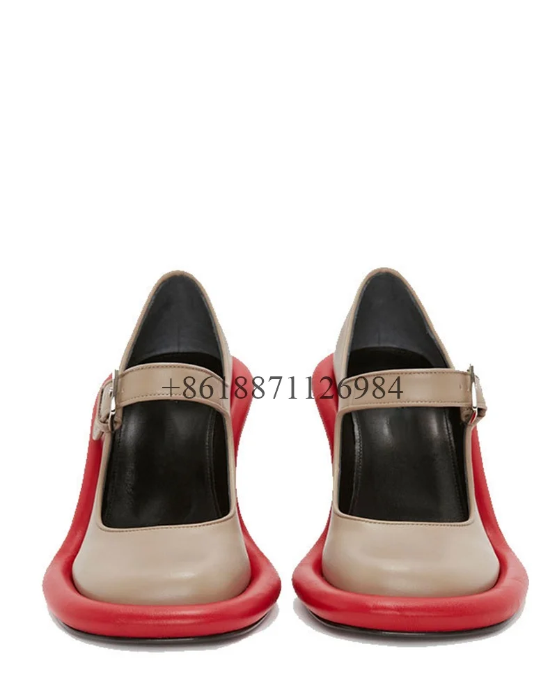 

Mixed Colors Round Toe Platform Women Pumps Shoes With Belt Buckle Stiletto High Heels Buckle Strap Design Large Size Shoes