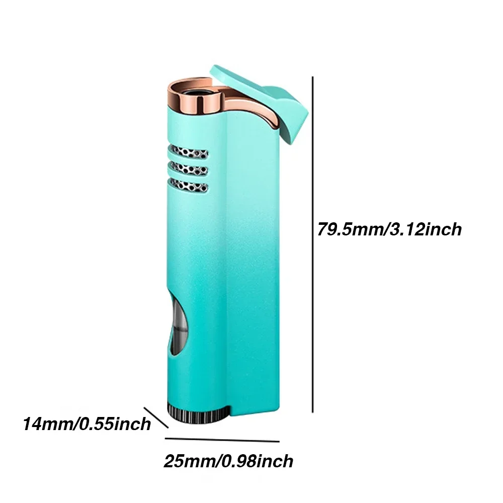 Windproof Torch Gas Lighter Powerful Tube Straight Blue Fire Turbo Pipe Butane Refillable Jet Flame Lighter Creative Smoker Gift